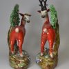 Large pair of Staffordshire pearlware deer, circa 1820