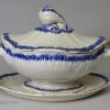 Pearlware pottery blue shell edge sauce tureen, stand and cover, circa 1790 Spode Pottery