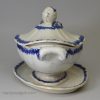 Pearlware pottery blue shell edge sauce tureen, stand and cover, circa 1790 Spode Pottery