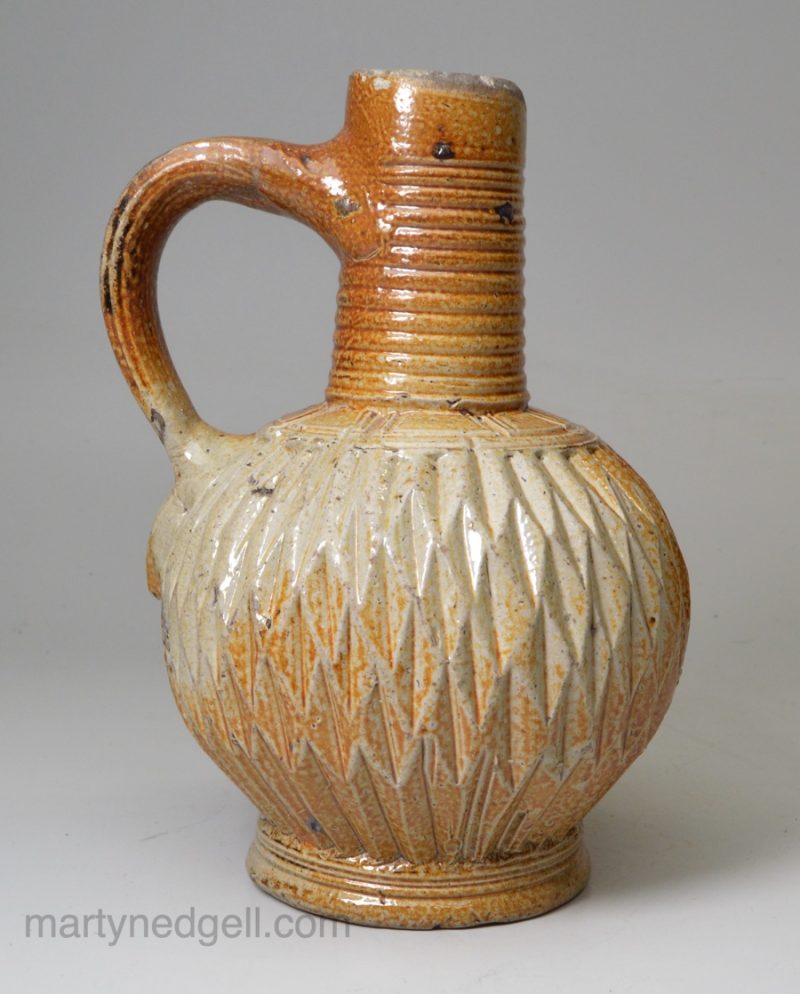 Small German saltglaze stoneware jug, circa 1600 probably Raren