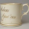 Staffordshire porcelain mug, James Adams Born 6th April 1816, Isle of Man, probably a present for his 21st, circa 1837