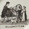 Pearlware pottery child's plate 'WALKING CUTLER', circa 1820