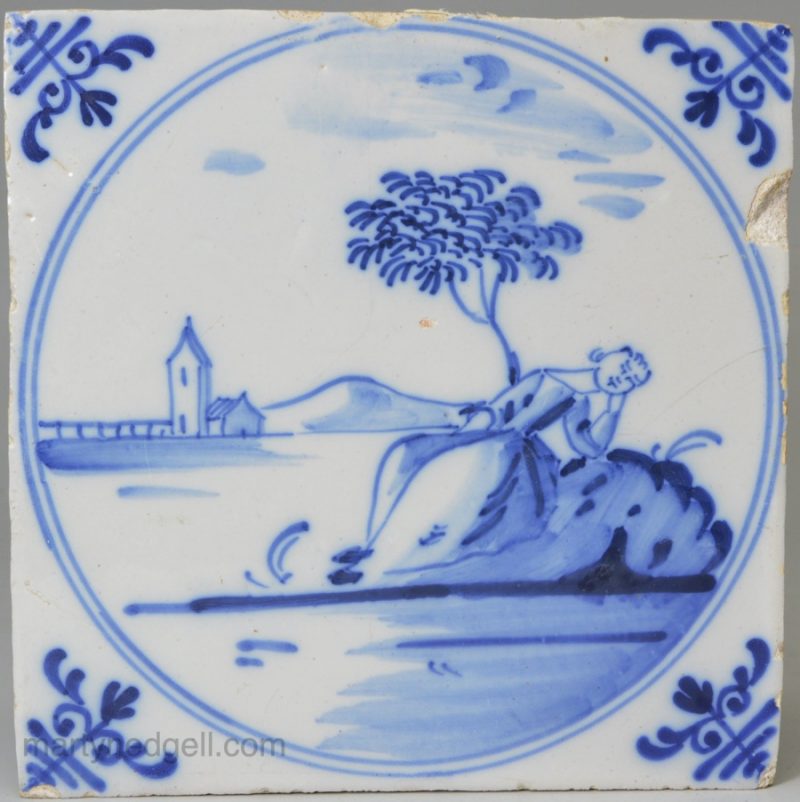 London delft tile, circa 1750