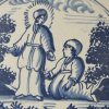 Dutch Delft biblical tile, Christ healing a woman with an issue of blood, circa 1740