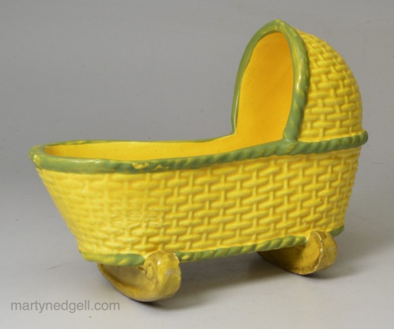 Canary pottery toy cradle, circa 1820