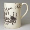 Creamware pottery mug decorated with Masonic print, circa 1780