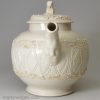 Staffordshire white salt glaze stoneware teapot, circa 1745