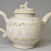 Staffordshire white salt glaze stoneware teapot, circa 1745