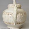 Staffordshire white salt glaze stoneware teapot, circa 1745