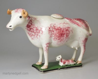 Pearlware pottery cow creamer, circa 1820