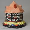 Staffordshire pearlware pottery timber framed cottage pastille burner, circa 1820