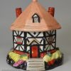 Staffordshire pearlware pottery timber framed cottage pastille burner, circa 1820