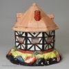 Staffordshire pearlware pottery timber framed cottage pastille burner, circa 1820