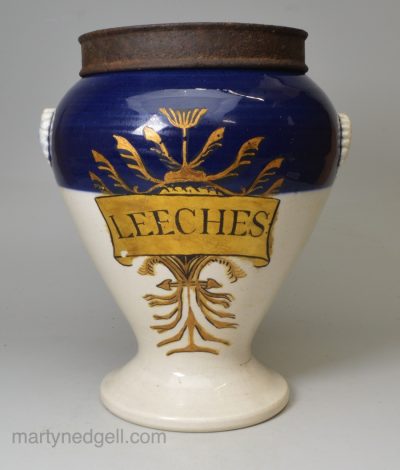 Pearlware pottery Leech jar, circa 1830