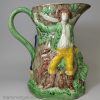 Pearlware pottery fair Hebe jug decorated with colours under the glaze, circa 1795, probably Wood family