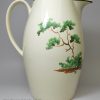 Large creamware pottery jug painted with enamels over the glaze, circa 1820, possibly Don Pottery