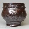 Wrotham brown glazed two handled posset pot dated 1676 potted by John Ifield