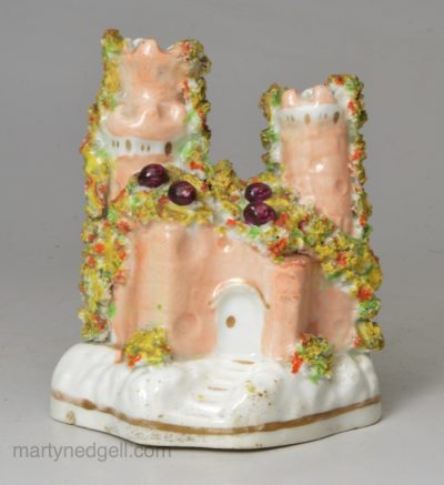 Small Staffordshire porcelain castle, circa 1840