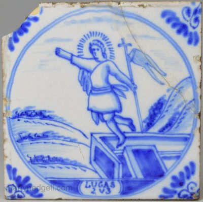 Dutch Delft biblical tile, circa 1750