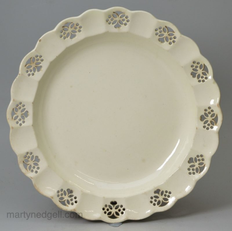 Small pierced creamware pottery plates, circa 1780 one of two