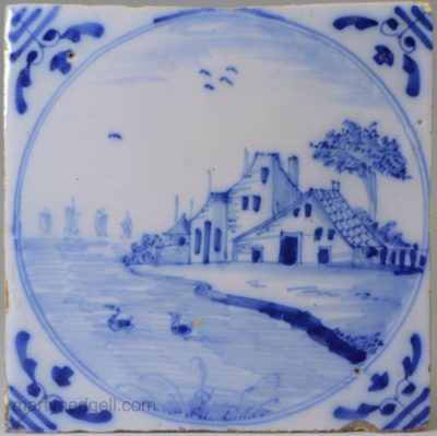 London delft tile, circa 1750