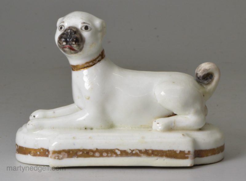 Staffordshire porcelain pug, circa 1830