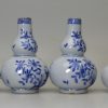 A garniture of six small Liverpool delft vases, circa 1760