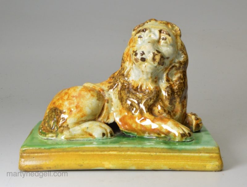 Prattware pottery figure of a lion, circa 1820