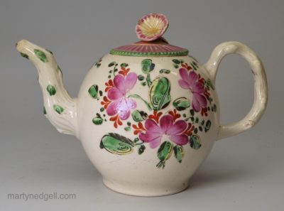 Staffordshire saltglaze stoneware teapot with a matched lid, circa 1760