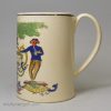 Creamware pottery mug decorated with a print of the shipbuilder's arms, circa 1800