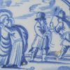 Dutch Delft biblical tile, Judas embraces Jesus, circa 1750