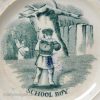 Pearlware pottery child's plate 'SCHOOL BOY', circa 1840