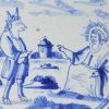 London delft biblical tile, the devil tempting Jesus in the wilderness, circa 1740