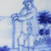 Liverpool Delft tile decorated with an old man in blue, circa 1750