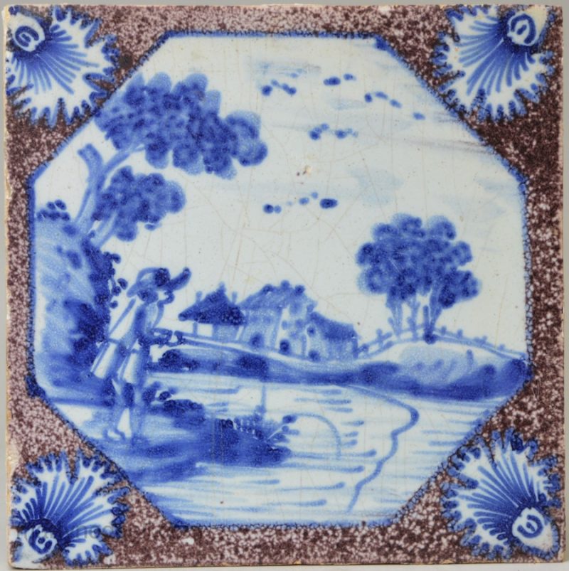 London delft tile, circa 1740