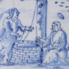 London delft biblical tile, Jesus and the woman of Samria, circa 1750