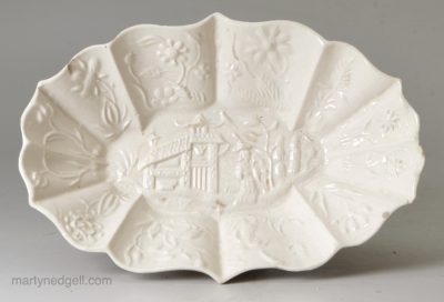 Staffordshire white saltglaze stoneware spoon tray, circa 1760