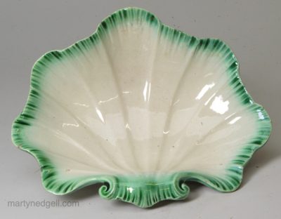 Pearlware pottery green shell edge pickle dish, circa 1800