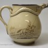 Commemorative Napoleonic drabware pottery jug printed with Russian Cossacks, circa 1812