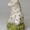 Pearlware pottery sheep decorated in colours under the glaze, circa 1790