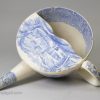 Pearlware pottery feeding cup decorated with a blue transfer under the glaze, circa 1840