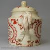 Creamware pottery teapot 'When this you see Remember me', circa 1770