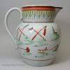 Large pearlware pottery farming jug, 'Thomas Fisher, One nother Jug & then, 1809'