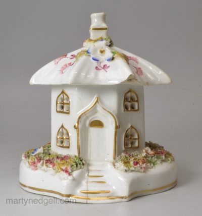 Staffordshire porcelain cottage pastille burner, circa 1840