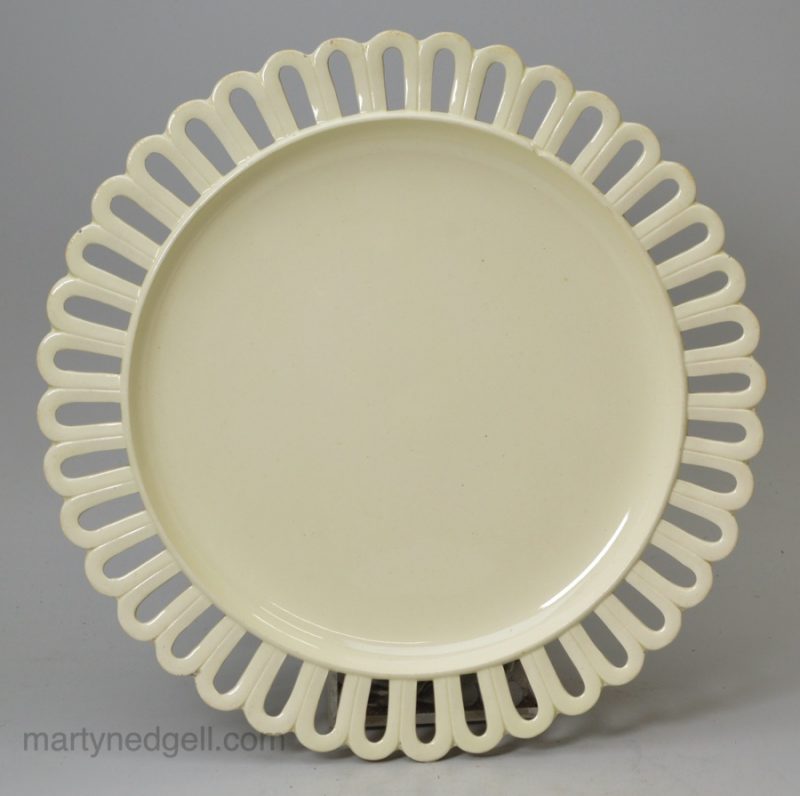 Creamware pottery plate with a pierced rim, circa 1780