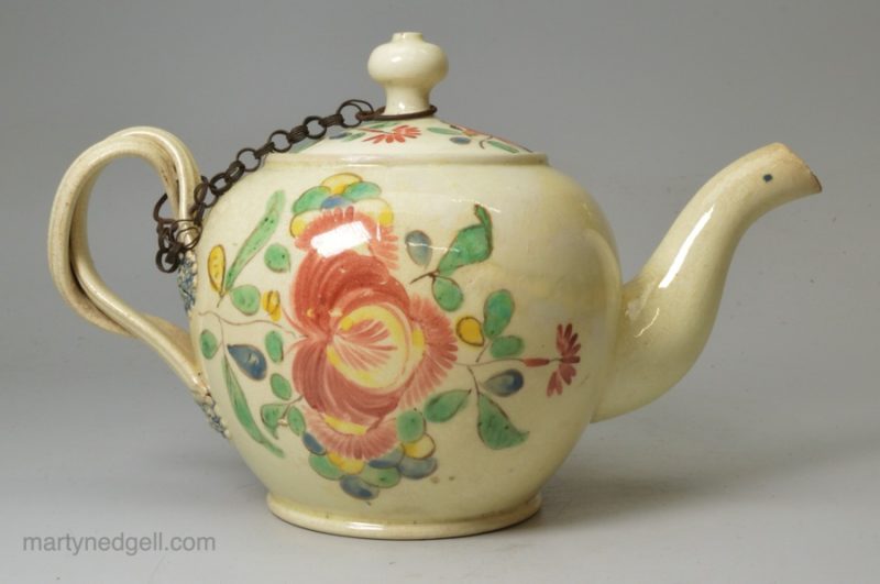 Creamware pottery teapot, circa 1780