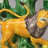 Ralph Wood type lion spill vase decorated with colours under a pearlware glaze, circa 1790