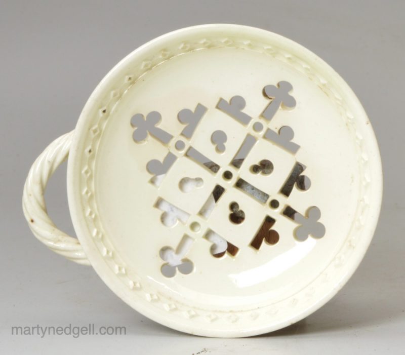 Creamware pottery strainer, circa 1780