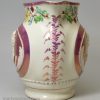 Pearlware pottery commemorative jug moulded with Queen Caroline and decorated with pink lustre, circa 1821