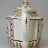 Pearlware pottery teapot decorated with overglaze enamels, circa 1820